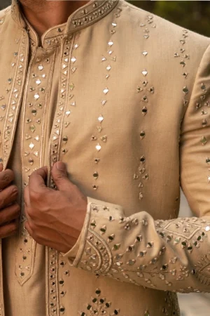 Designer Mirror Embellished Achkan