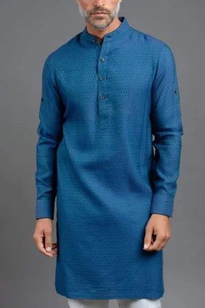 Blue Patterned Kurta