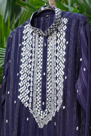 Navy Blue Mirror Work Kurta