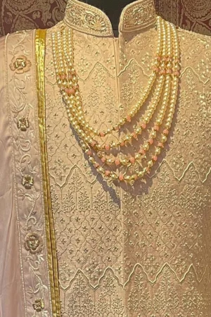 Rose Gold Jacquard Sherwani