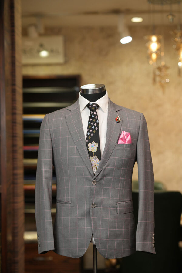 Regent Gray Windowpane Single Breasted Blazer - Image 2